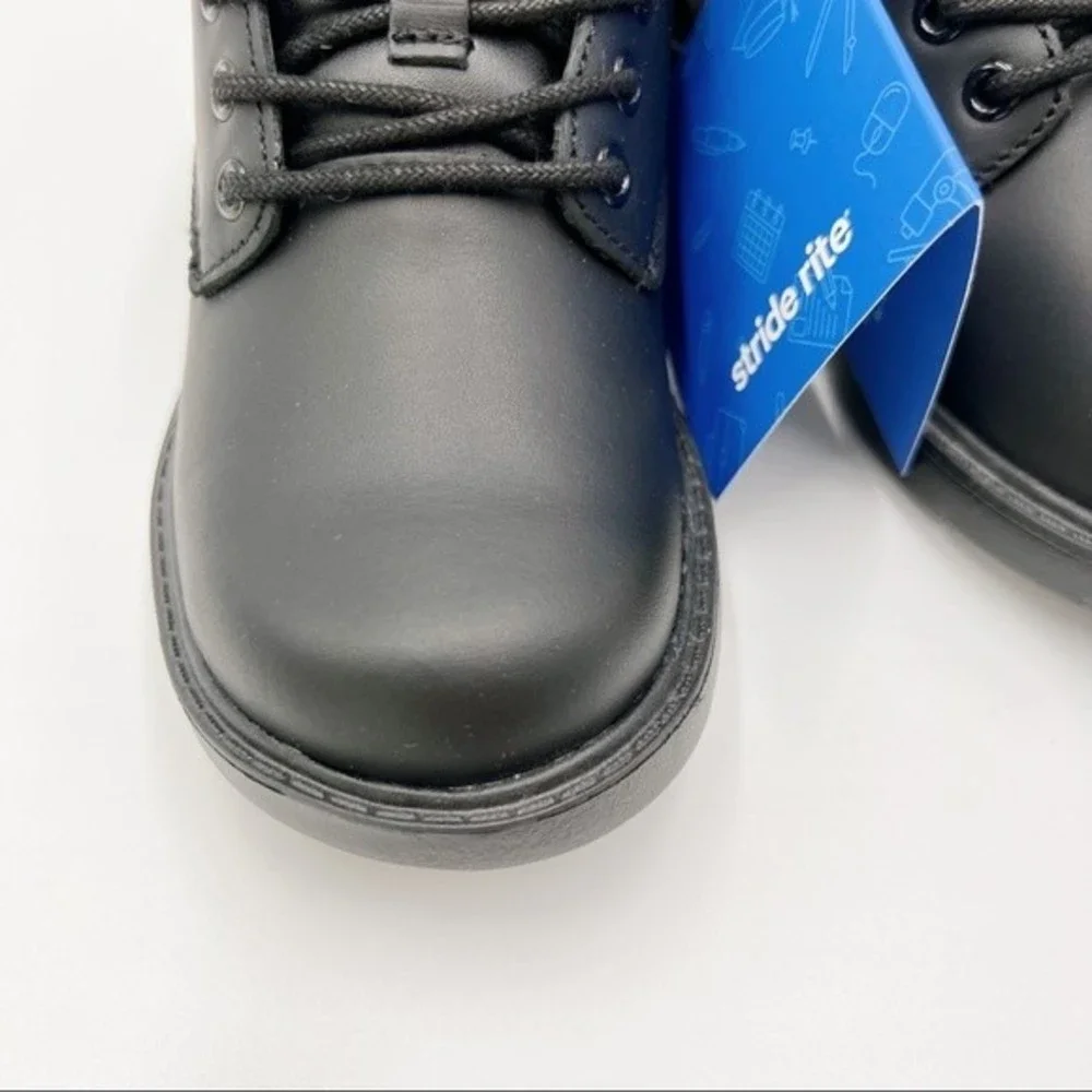 NEW‎ Stride Rite Boys Kids Size 11.5 Murphy Black Leather Lace Up Loafers Shoes